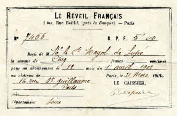 Fichier:Paris.facture ancienne. Le Réveil Français à Mr. le Comte de Mayol de Lupé.1902.png